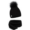 ELIMELI® - Berretto invernale da donna, in lana e cashmere, con pompon in pelliccia sintetica, lavorato a maglia, prodotto in UE