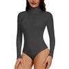 Joyshaper - Body da donna a maniche lunghe, elegante, con colletto alto, a maniche lunghe, grigio scuro, S