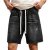 Generico Pantaloncini Uomo Jeans Bermuda Classici Tasca Estivi Neri Baggy vestibilità Comoda Elasticizzati Casual Traspiranti Leggero