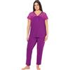 Ulla Popken Donna Pigiama Prugna Chiaro 42+