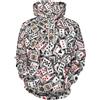LJWWEI Carte da poker felpe con cappuccio Carte da gioco Harajuku Oversize Felpa con cappuccio Donna Manica Lunga Kawaii Casual Felpe