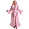 comeondear Kimono Donna Lungo Vestaglia con Piume Taglie Forti Accappatoio Tulle Mesh Lingerie Abito Maniche Lunghe Vestido con Cintura Camicia da NOTT Biancheria Intima Hot Sleepwear