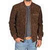 A1 FASHION GOODS Bomber da uomo in vera pelle scamosciata, colore classico, colore nero, marrone, marrone scuro