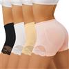 FINETOO Confezione da 4 Pantaloni da Ciclismo da Donna, con Push up, Morbidi, Sexy, Traspiranti, Hipster da Donna, Confezione Multipla, Taglie S-L, Serie A-4,M
