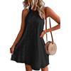 shownicer Abito di Pizzo Floreale da Donna Estivo Vestito Elegante Festa Cerimonia A Linea Abiti Estivi Casual Vintage rétro Boho Mini Abito da Spiaggia H Nero M