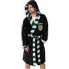 Harry Potter Accappatoio unisex con cappuccio nero Serpeverde | Comodo abbigliamento da casa in pile per rilassarsi | Chiusura con lacci a maniche lunghe | Merchandising del film