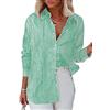 Homlan Camicetta da Donna a Maniche Lunghe, Casual, con Scollo a V, con Bottoni, Verde, XL