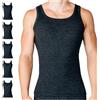 SES Ringel - Canottiera intima da uomo a costine sottili, S-4XL, in cotone, confezione da 5 pezzi, morbida e traspirante, da uomo/cotone con vestibilità aderente, antracite., L