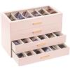 Lolalet Occhiali da sole Organizzatore, scatola da occhiali da sole con coperchio di vetro trasparente Display Case Storage Holder