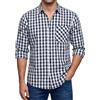 Enlision Camicia Uomo a Quadri Manica Lunga Casual Elegante Felpata Scozzese Camicie Blu e Bianco con Tasche Bottoni da Uomo Regular Fit 3XL