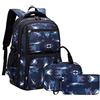 SellerFun Spazio Modello Galaxy Zaino Ragazzi Primaria Junior Scuola Media Daypack Uomini High Middle School Laptop Bag, Spazio - Blu scuro, 3Pcs Backpack Set