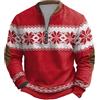 Generisch Maglione da uomo con motivo norvegese - Troyer invernale con colletto con cerniera e toppe per gomiti | Maglione festivo per Natale e tempo libero, M