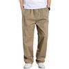 Cicilin Pantaloni cargo da uomo in cotone leggero, casual, pantaloni da jogging con coulisse elastica in vita pantaloni da lavoro all'aperto con tasche, cachi, 5XL
