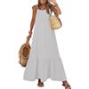 Generic Abito Lungo - Vestito Lungo Donna Estivo con Spalline Sottili, Schiena Scoperta e Lacci, Abito Casual Modello Maxi, Balza al Fondo per Mare Vacanza Spiaggia da Giorno