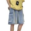 FCOOLYEET Pantaloncini in Denim da Uomo Y2k Baggy Star Jorts Jeans Loose Fit Patchwork Jeans Shorts Y2k Streetwear, C-Blu, Large