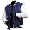 LP-FACON Varsity Mens Giacche - College Baseball Bomber High School Black Letterman Jacket, Blu scuro, S