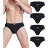 wirarpa Slip Uomo 100% Cotone Mutande Intimo Pacco da 4, Nero - Taglia S