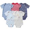 amropi 5 Pezzi Body Bambino a Manica Corta Pagliaccetto di Cotone Neonato Tutina Set Blu/Rosso/Grigio, 3-6 Mesi