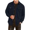 Elegancity Uomo Camicia in Velluto a Coste a Manica Lunga Casual Camicia Uomo Giacca Regular Fit Button Up Camicia Giacca con Tasca con Patta Blu Navy，S
