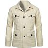 Generico Uomo Leggero Safari Giacca Casual Lino Pulsante su Multi-Tasche Cappotto Cargo Outwear