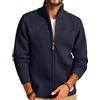 PJ PAUL JONES Cardigan da uomo con cerniera intera, casual, colletto alla coreana, lavorato a maglia, blu navy, L