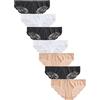 NEXT Donne Confezione da 7 Slip a Brasiliana con Retro in Pizzo Che Non segnano Nero/Bianco/Pralina Nude 46