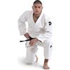 GREEN HILL JUDOGI Semi Competition Advanced 630g/m2 Judo GI Kimono Bianco Blu (Bianco Logo Nero, 160 Slim Fit)