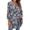 Enmain Magliette Donna Maniche 3/4 Tunica Manica Lunga Lunghe Bluse Elegante Stampata Casual Maglietta Collo Rotondo T-Shirt,Bianco e Nero