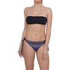 Bikinicolors Bikini Donna Fascia con Smerlo Frou Frou Colore Nero e Slip con Fantasie (S, Geometrico)
