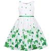 Sunny Fashion Vestito Bambina Verde San Patrizio Quattro Foglia Trifoglio Cravatta a Farfalla Estate Senza Maniche 10 Anni
