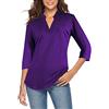 CEASIKERY - Camicetta da Donna con Maniche a 3/4, Scollo a V, Casual