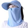 AHDMR Cappello da sole estivo con maschera facciale staccabile, da donna, con visiera larga e bordo anti-UV, berretto parasole sportivo, cappello di protezione solare traspirante per moto, bicicletta,