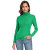 Qaffier Maglia da donna a maniche lunghe, casual, leggera, a collo alto, aderente, termica, a strati attivi