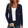 BEIGAI Cardigan leggero da donna a maniche lunghe con scollo a V Vintage Classico Cardigan con bottone, Blu mare, XL