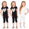hi!mom Leggings corti da bambina, lunghezza 3/4, in cotone, opachi, elasticizzati, per danza, sport, scuola, estate, leggings per bambini, Confezione da 3 - nero/nero/bianco, 2-3 Anni
