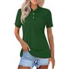 Generic Polo da donna Top a maniche corte 2025 estate colore brillante cotone leggero manica corta colletto top casual
