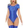 Maeau Body da donna lucido trasparente Playsuit Sexy Bodycon lingerie Body per discoteca Party EU S-L (Asie M-XL)