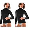Liabel Lupetto Donna Manica Lunga Caldo Cotone Art. 02828/1036 (3/S, 2 Pezzi Nero)