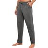 Litherday Pantaloni Pigiama Uomo Lungo in Cotone Morbido Pantalone Casa Uomo Tinta Unita con Tasche e Coulisse Pigiama Leggero Grigio Mélange Scuro L