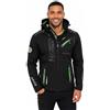 Geographical Norway Giacca Softshell Uomo Royaudb Dsitribrands Production Impermeabile Antivento con Cappuccio per Outdoor Trekking Sci Autunno Inverno Primavera Resistente e Comoda (Nero Verde M)