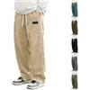 Generico Pantaloni Velluto Uomo Kirakuko Pantaloni Giapponese A Coste Uomo Streetwear con Tasca, Larghi con Coulisse Elastica Pantalone Palestra