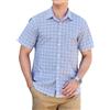 HISDERN Camicia Uomo Manica Corta a Quadri Cotone Blu Camicia Scozzese Uomo con Tasche Bottoni Regular Fit 3XL