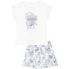 YAMAMAY - Pigiama Girocollo Corto, Bianco, Linea Coral Reef, Donna, S