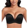 DotVol Donna Reggiseno Wing Design Push Up Reggiseno Senza Spalline Comfort Iron-Free Invisible Wirefree Reggiseno Antiscivolo Nero 5B