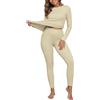 IWOLLENCE Biancheria intima termica da donna, set di biancheria intima da sci, in pile a coste, abbigliamento termico, albicocca, L