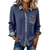 Generic Camicia in Denim Patchwork Donna Chic Ed Elegante Manica Lunga Maglione Girocollo Tinta Unita Maglione Top Outdoor Grandi Taglie Abbigliamento per Primavera Autunno Inverno Giacca Moda, Grigio scuro