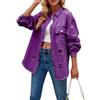 ShangSRS Donna Giacca di Jeans Frayed Hem Slim Fit Giacca Vintage Maniche Lunghe/Senza Maniche Distressed Denim Giacche Leggere Primavera Autunnali Jacket (IT, Testo, M, Regular, Regular, Viola)