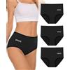 SUUFOR Mutande Mestruali Donna 60ML, Mutanda Mestruale ad Alta Assorbenza, Cotone Vita Alta Slip Mestruali Donna (3 Pezzi) S