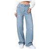 Generico Jeans Donna Baggy con Brillantini Curvy Larghi Pantaloni in Denim Brillantini Eleganti Pantapalazzo Brillante Casual Jeans Lucidi Primavera Vintage Pantaloni
