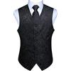 Enlision Gilet da Uomo Elegante Paisley Jacquard Gilet da Abito Cravatta e Fazzoletto Set per Festa Sposa